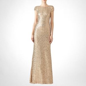 Badgley Mischka Shimmering Gold Maxi Dress